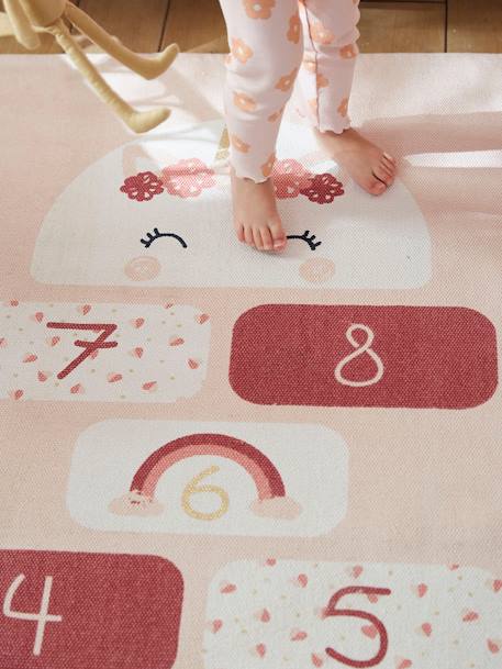 Unicorn Hopscotch Rug PINK LIGHT SOLID WITH DESIGN 