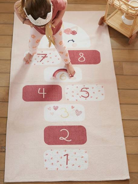 Unicorn Hopscotch Rug PINK LIGHT SOLID WITH DESIGN 