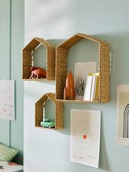 -Set of 3 House-Shaped Shelves in Wicker