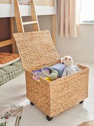 Bedroom Furniture & Storage-Storage-Trunk on Wheels, in Water Hyacinth