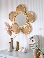 -Flower Mirror in Rattan & Cane