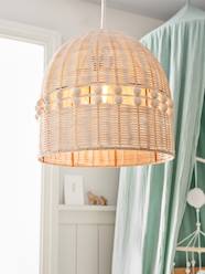 -Rattan lampshade with wooden beads