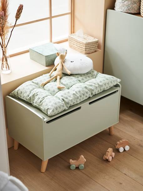 Confetti Toy Box Dark Green+Wood/White 