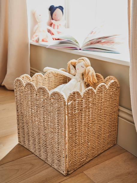 Storage Basket in Braided Cord, Scallops beige 