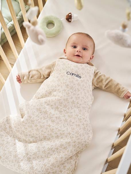 Sleeveless Baby Sleeping Bag, Hygge printed beige 