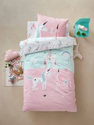 Bedding & Decor-Child's Bedding-Girls' Fitted Sheet, Magic Unicorns Motif