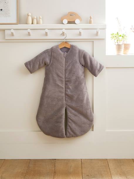 Microfibre Sleep Bag With Detachable Long Sleeve, For Strolling Dark Blue+Dark Brown 