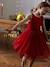 Christmas Special Dress in Velour & Sparkling Tulle for Girls red 