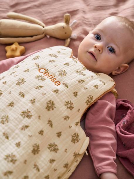 Sleeveless Baby Sleep Bag in Cotton Gauze, Barn BEIGE LIGHT ALL OVER PRINTED 