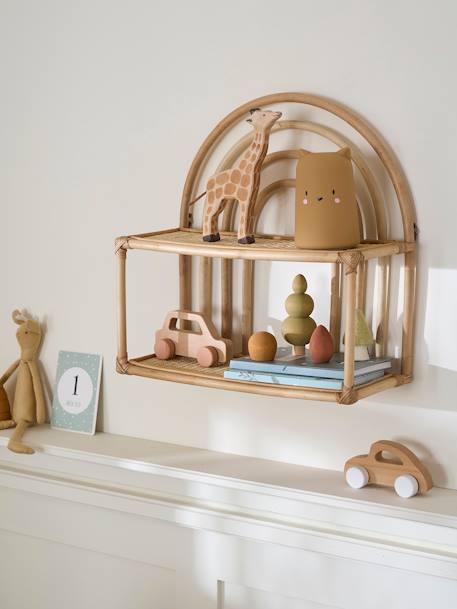 Rattan Bookcase with 2 Levels, Rainbow wood 