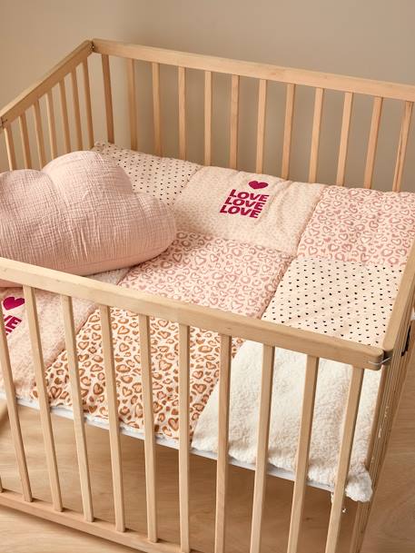 Patchwork Play Mat / Playpen Base Mat, Lovely Leo printed pink 