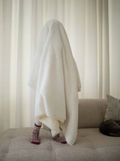 Blanket in Cotton Gauze & Faux Fur beige 