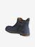 Leather Boots for Girls gold+navy blue 