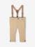 4-Piece Ensemble for Babies, Shirt + Bow Tie + Trousers + Braces beige 