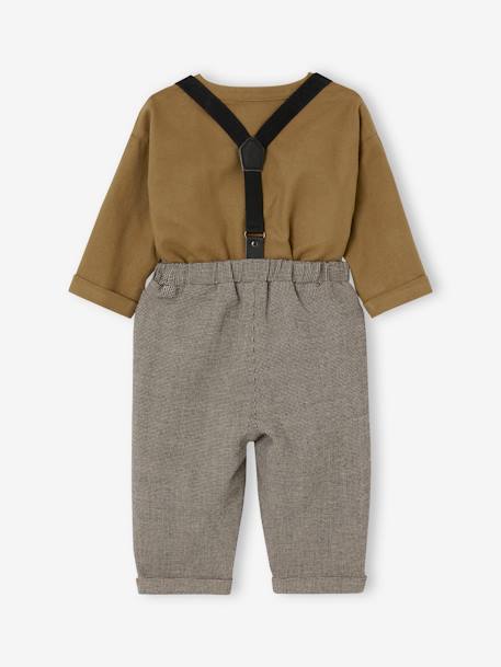 Shirt + Trousers with Braces Combo for Baby Boys olive 