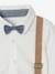 4-Piece Ensemble for Babies, Shirt + Bow Tie + Trousers + Braces beige 