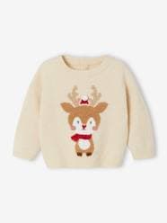 Baby-Jumpers, Cardigans & Sweaters-Reindeer Christmas Jumper with Glittery Details, for Babies