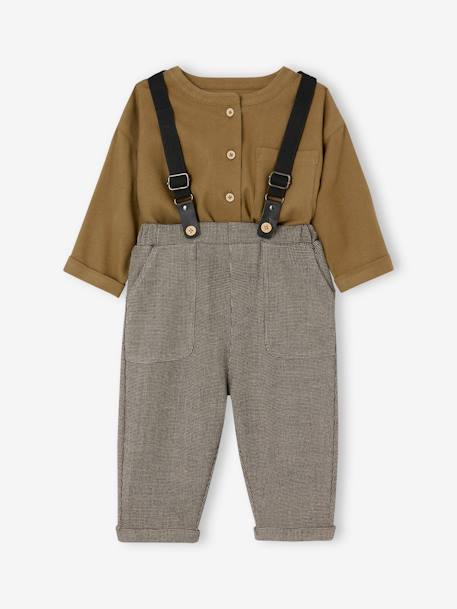 Shirt + Trousers with Braces Combo for Baby Boys olive 