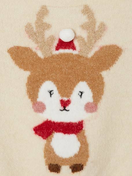 Reindeer Christmas Jumper with Glittery Details, for Babies sand beige 