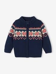 Baby-Jumpers, Cardigans & Sweaters-Jacquard Cardigan with Zip for Babies