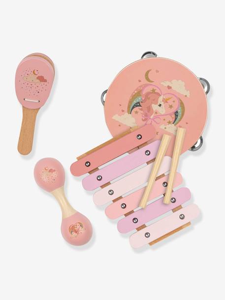 Wooden musical set + KONGES SLOJD carrying case beige+rose 