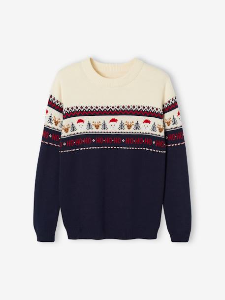 Jacquard Knit Christmas Jumper for Adults, Family Capsule Collection navy blue+red 