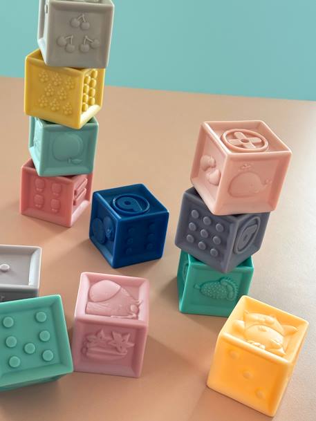 Set of 12 Smooth Cubes multicoloured 