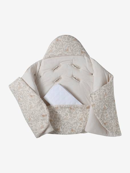 Transformable Baby Nest in Cotton Gauze printed beige+Sage+terracotta 