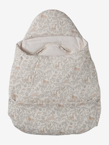 Transformable Baby Nest in Cotton Gauze printed beige+Sage+terracotta 