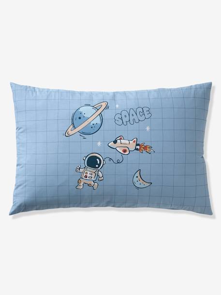 Duvet Cover + Pillowcase Set for Children, with Recycled Cotton Content, Planets printed blue 