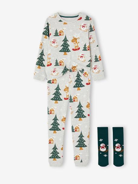 Christmas Combo: Pyjamas + Socks for Boys marl grey 