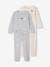 Pack of 2 Velour Pyjamas, Animals, for Girls marl grey 