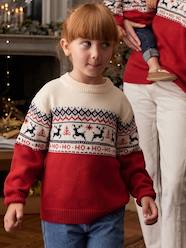 Girls-Christmas Special Jacquard Knit Jumper for Children, Family Capsule Collection