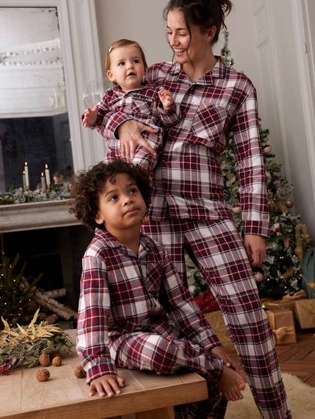 Chequered Christmas Pyjamas for Kids, Family Capsule Collection chequered red 