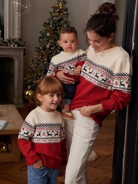 Christmas Special Jacquard Knit Jumper for Children, Family Capsule Collection navy blue+red 