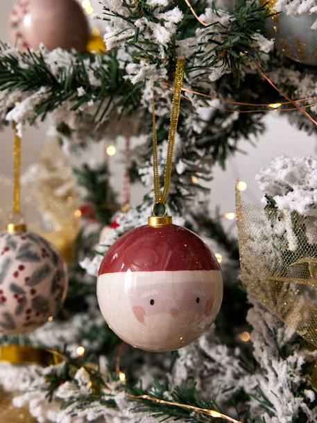 Pack of 6 Traditional Christmas Baubles printed red 