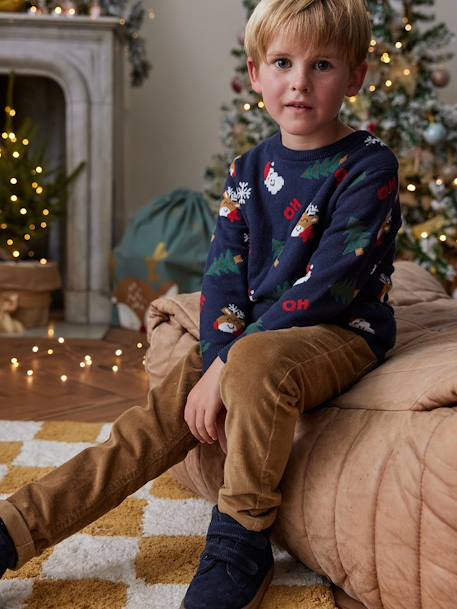 Christmas Special Jacquard Knit Jumper with Fun Motifs for Boys navy blue 