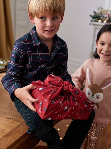 Christmas Special Chequered Shirt in Flannel for Boys navy blue 