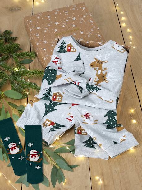 Christmas Combo: Pyjamas + Socks for Boys marl grey 