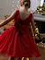 Christmas Special Dress in Velour & Sparkling Tulle for Girls red 