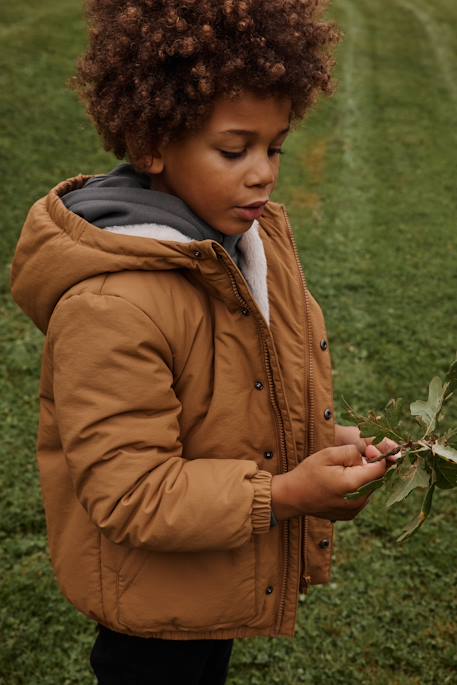 Ripstop Parka with Faux Fur Lining for Boys bronze 