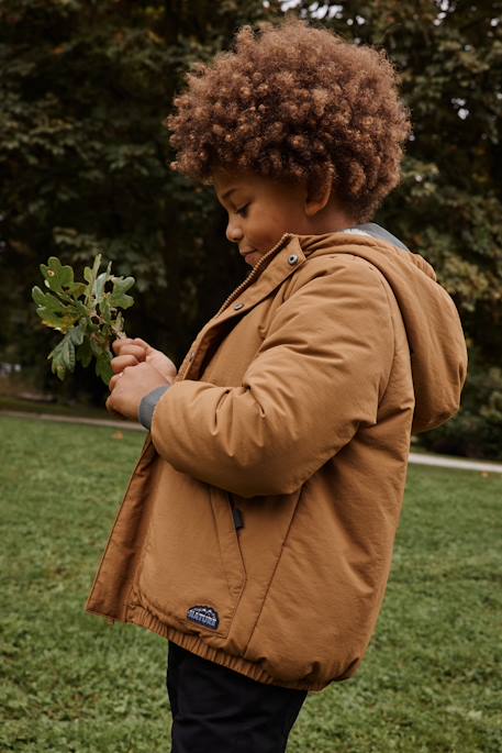 Ripstop Parka with Faux Fur Lining for Boys bronze 