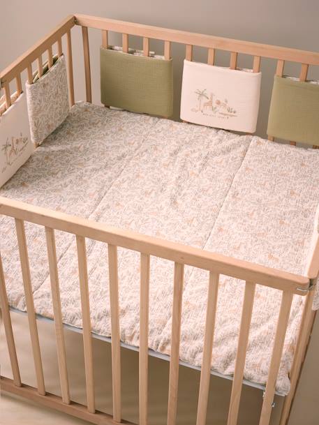 Reversible cot bumper BABYLON printed beige 