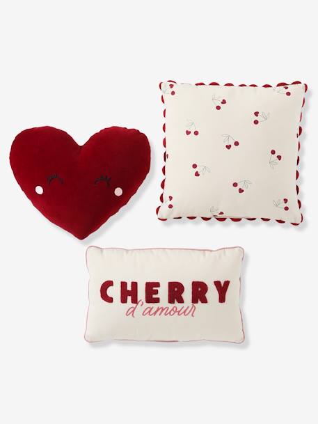 Set of 3 CHERRY cushions beige 