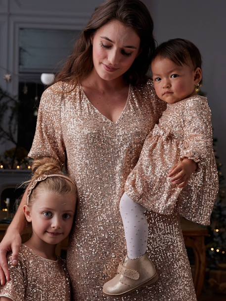 Occasion Wear Dress with Sequins for Babies gold 