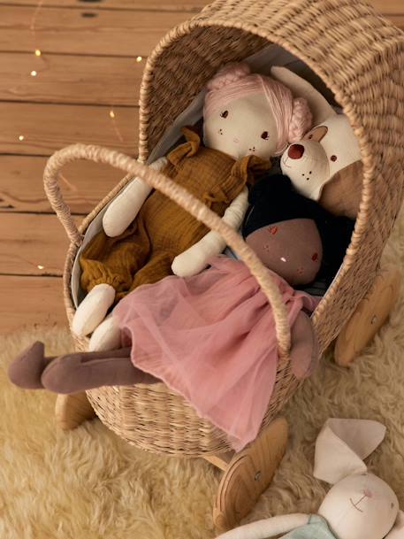 Wicker Pram for Dolls White 