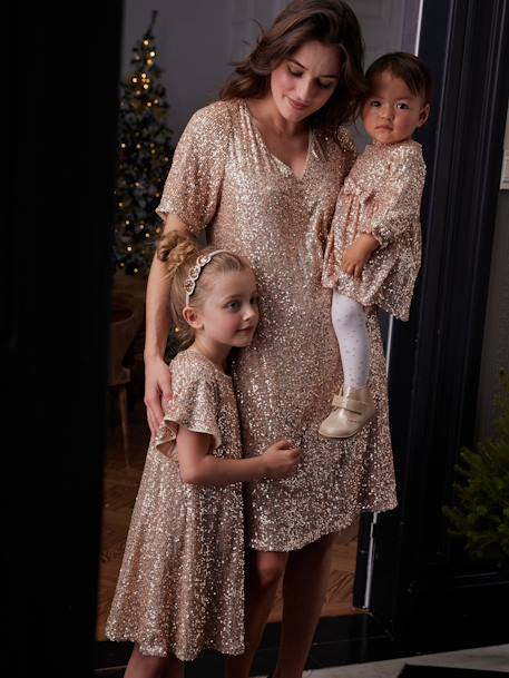 Occasion Wear Dress with Sequins for Babies gold 