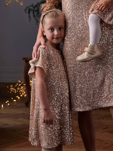 Occasion Wear Dress with Sequins for Girls gold 