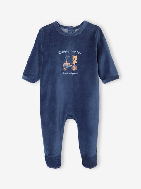 Pack of 2 velvet fireman sleepsuits blue 