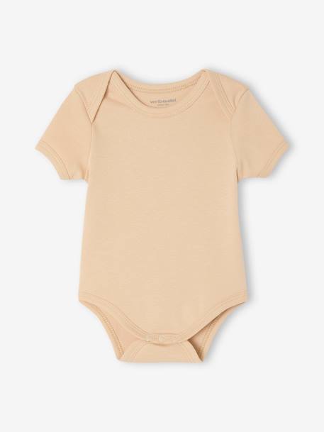 Pack of 3 short-sleeved Safari bodysuits camel 